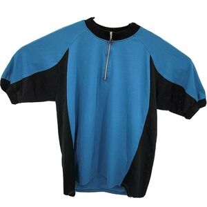 Canari 1/4 Zip Cycling Jersey Mens Large Blue Black‎ Breathable Zip Pocket